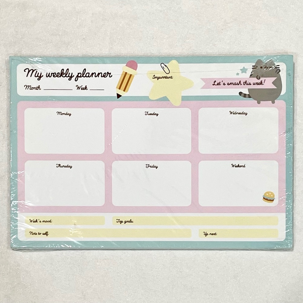 Pusheen Snacks Weekly Schedule Planner Stationary Desk Pad 2020 Kawaii Cat *NEW*
